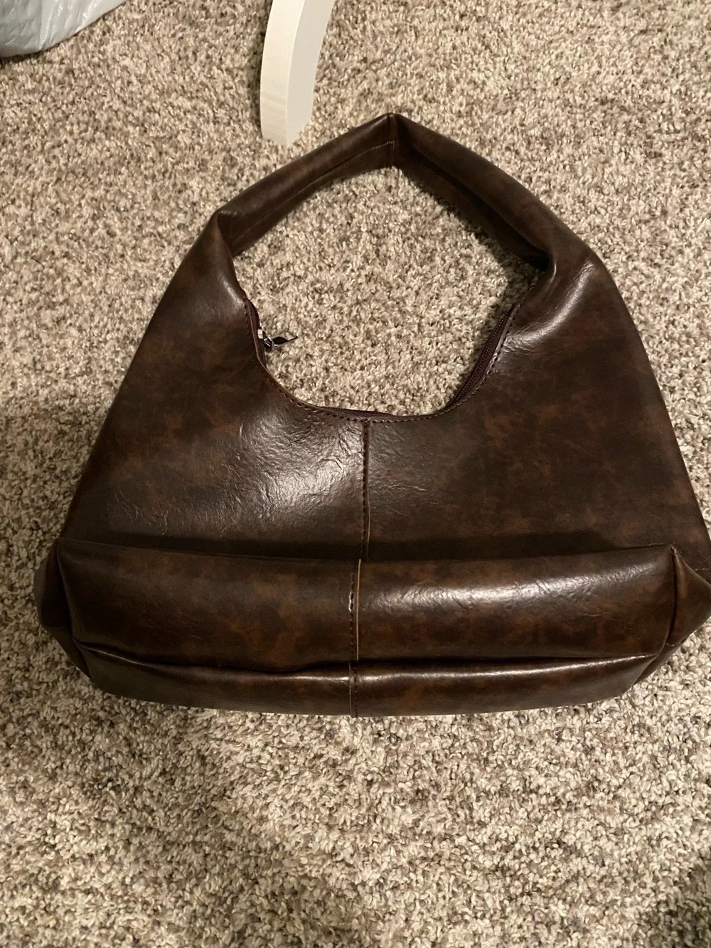 Classic Brown Faux Leather Hobo Bag - Versatile Everyday Shoulder Bag
